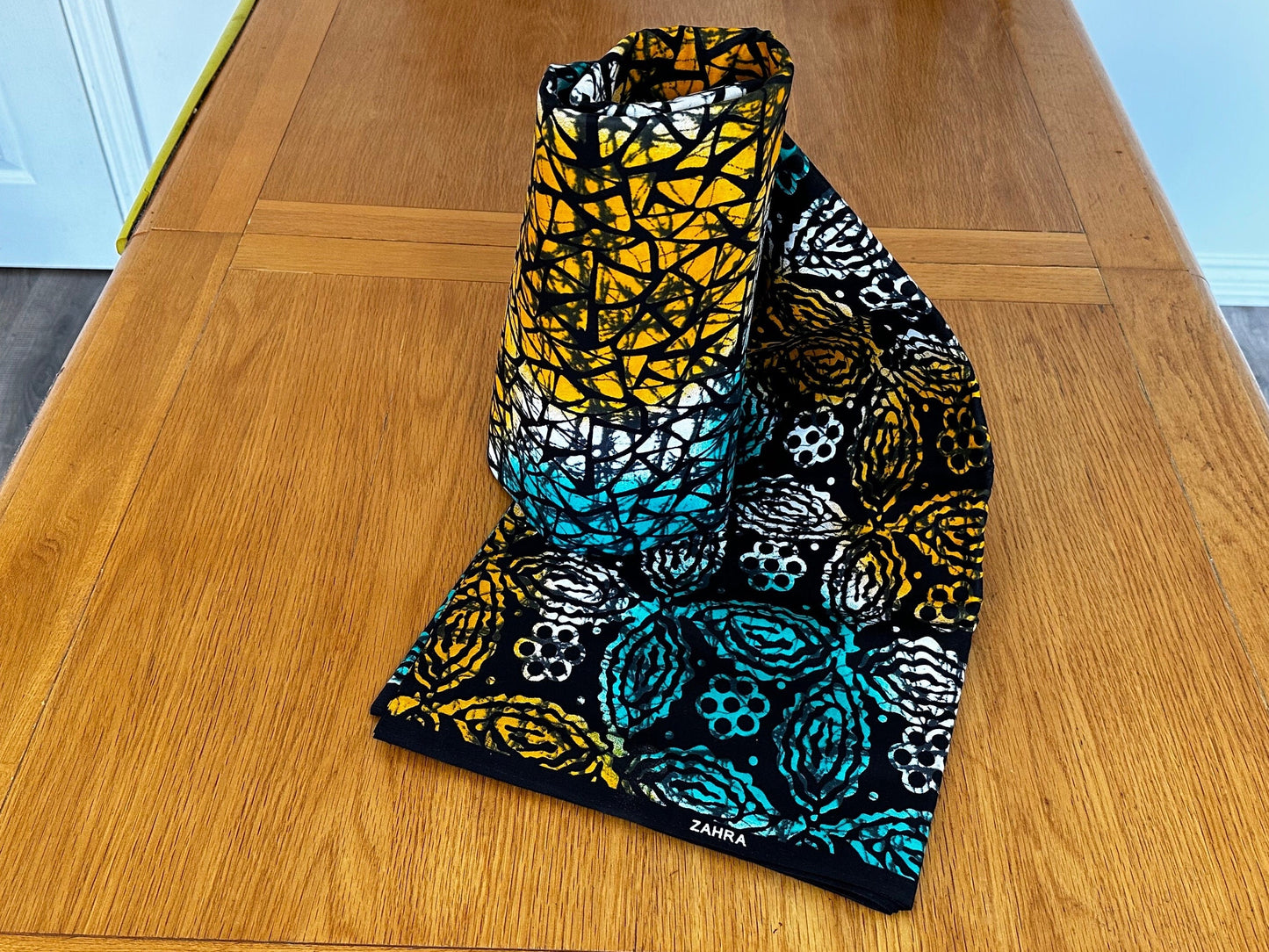 Labule - African Ankara Kitenge Cotton Dressmaking Crafter Fabric Sold by the Yard Multicolored Yellow/Black/Turquoise Tribal Pattern Fabric