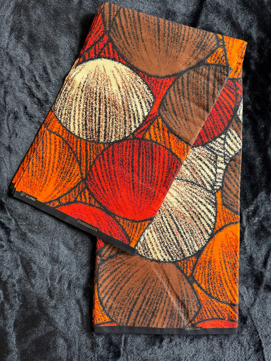 Nuga - African Ankara Kitenge Cotton Dressmaking Crafter Fabric Sold by the Yard Multicolored Red/Orange/White Circle Patterned Fabric