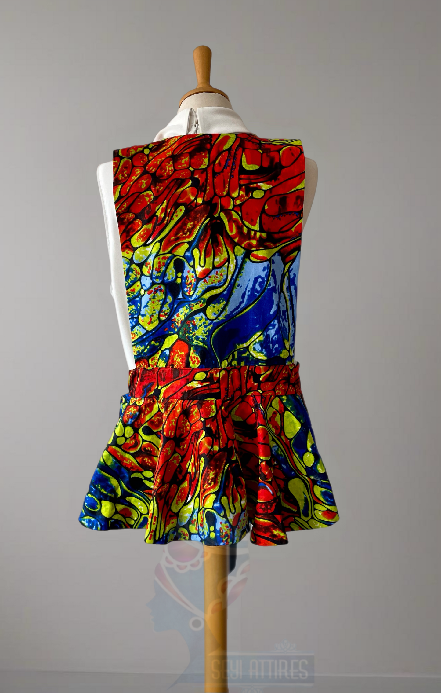 Woo - African themed Ankara Kitenge Reversible Peplum Jacket for women with extra long Belt