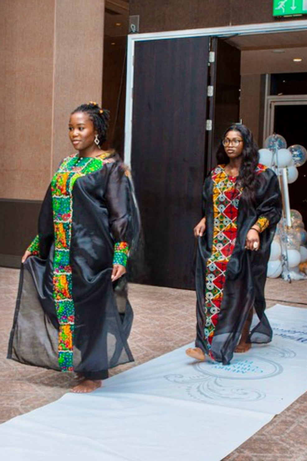 Fele - African Themed Ankara Kitenge Black Organdi Patterned Kaftan African Dress, African Fashion Sizes up to UK XXL