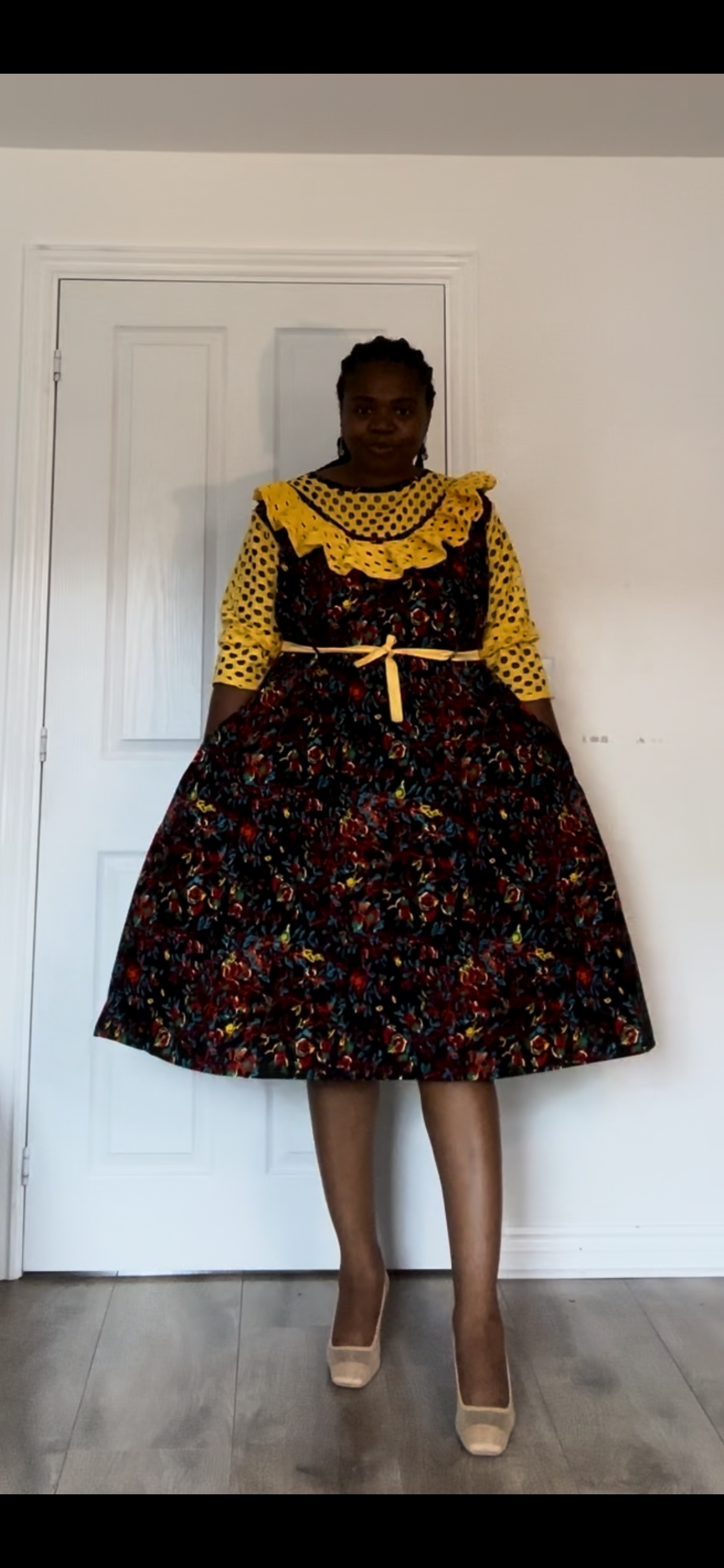 Maimuna - African Themed Ankara Kitenge Multicolored Floral Patterned Dress with Lace Available in UK 12 to UK 20, African Dress, African Fashion