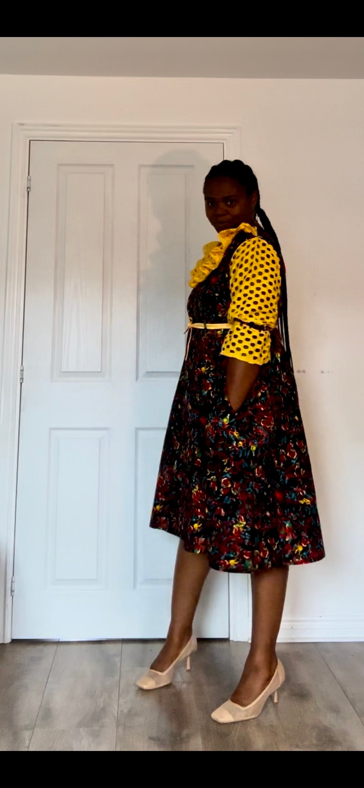 Maimuna - African Themed Ankara Kitenge Multicolored Floral Patterned Dress with Lace Available in UK 12 to UK 20, African Dress, African Fashion