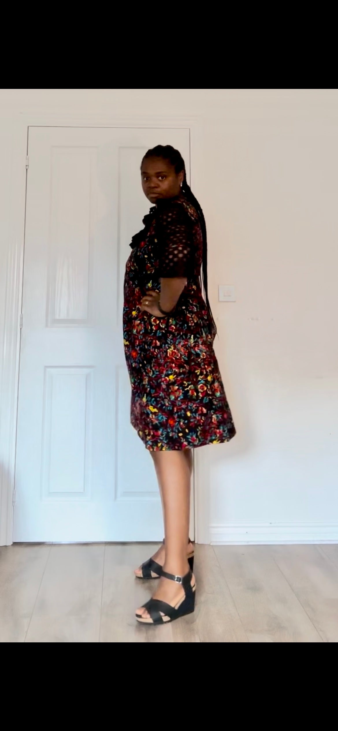 Maimuna - African Themed Ankara Kitenge Multicolored Floral Patterned Dress with Lace Available in UK 12 to UK 20, African Dress, African Fashion