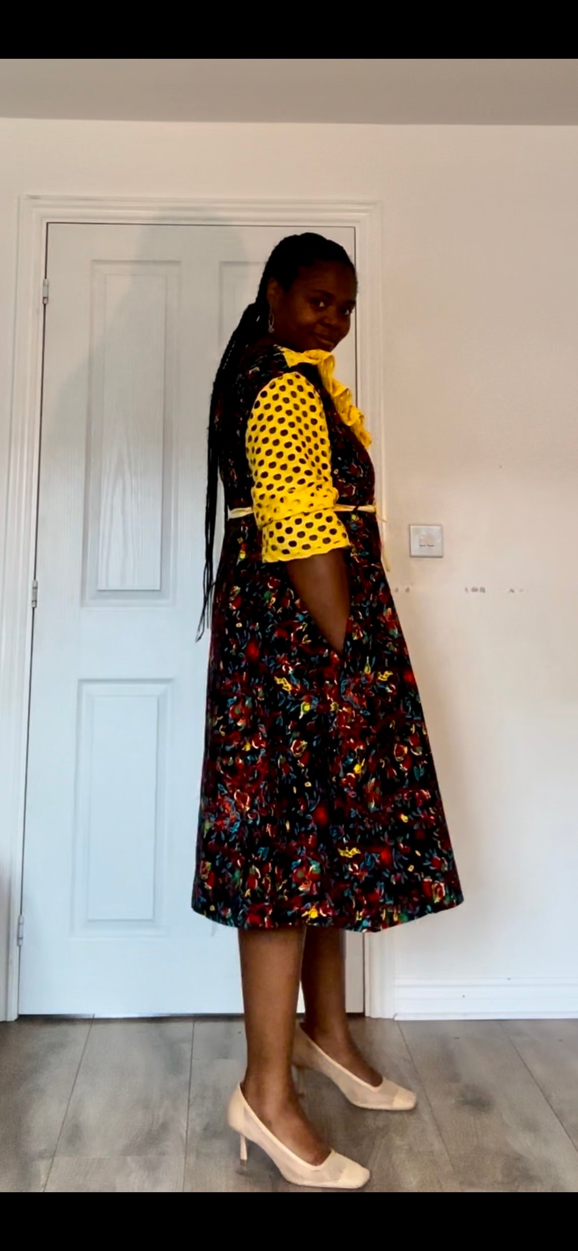 Maimuna - African Themed Ankara Kitenge Multicolored Floral Patterned Dress with Lace Available in UK 12 to UK 20, African Dress, African Fashion